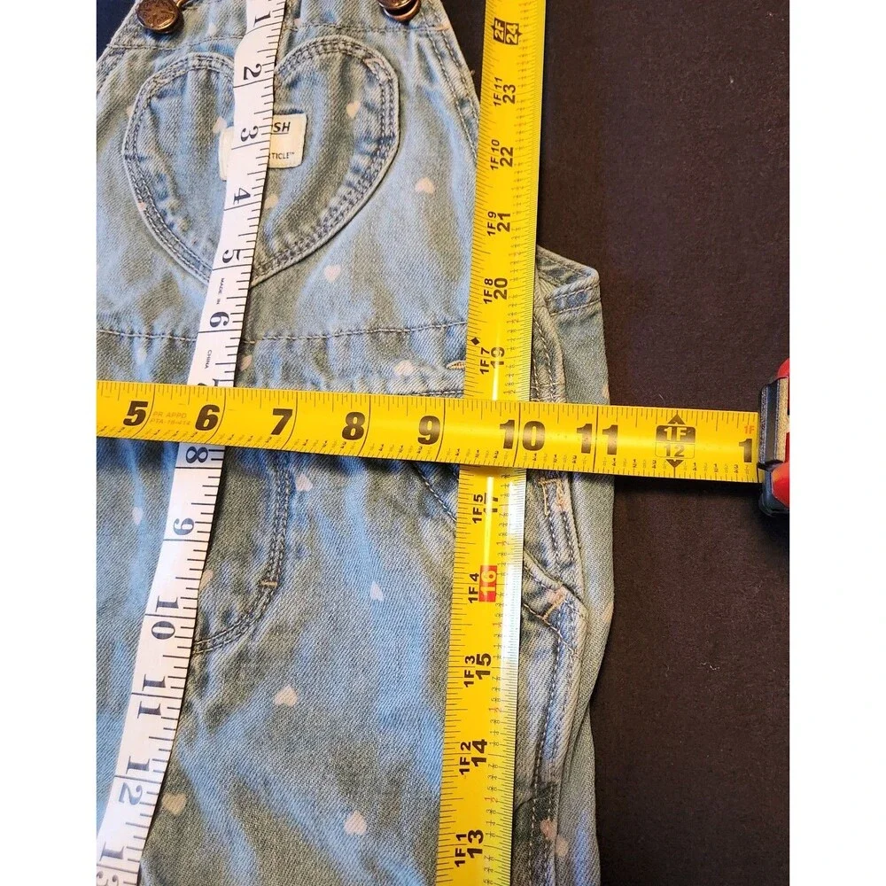 Oshkosh Overalls Girls Youth 2T Denim Bib Hearts Country Girl Rockabilly